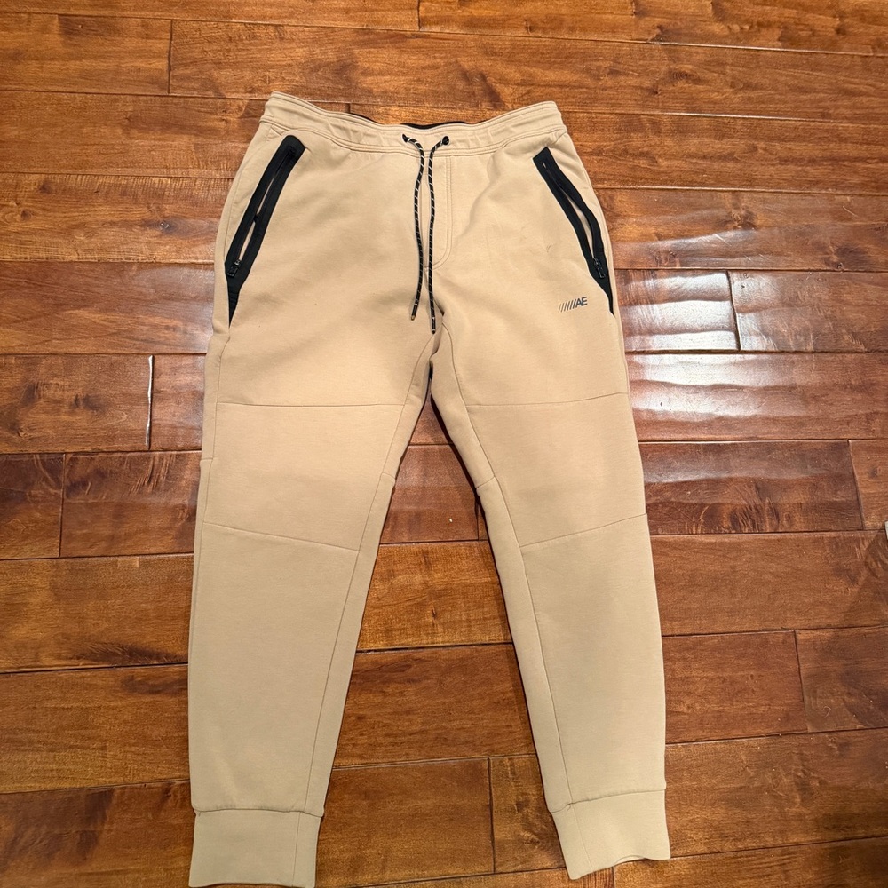 American Eagle Outfitters Tan Joggers with Black Accents